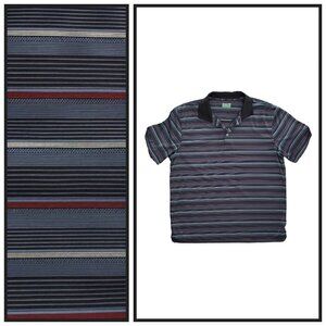 Ben Hogan Men’s XL Striped Performance Golf Polo Black Gray Red